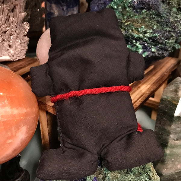 Black Cloth Voodoo Doll With Red String