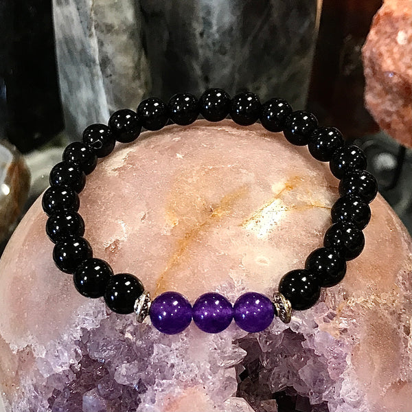 Obsidian Bracelet with Gemstone