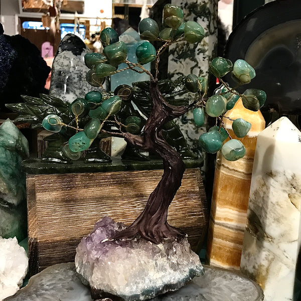 Green Aventurine Money Tree on Amethyst Druzy 7 inches