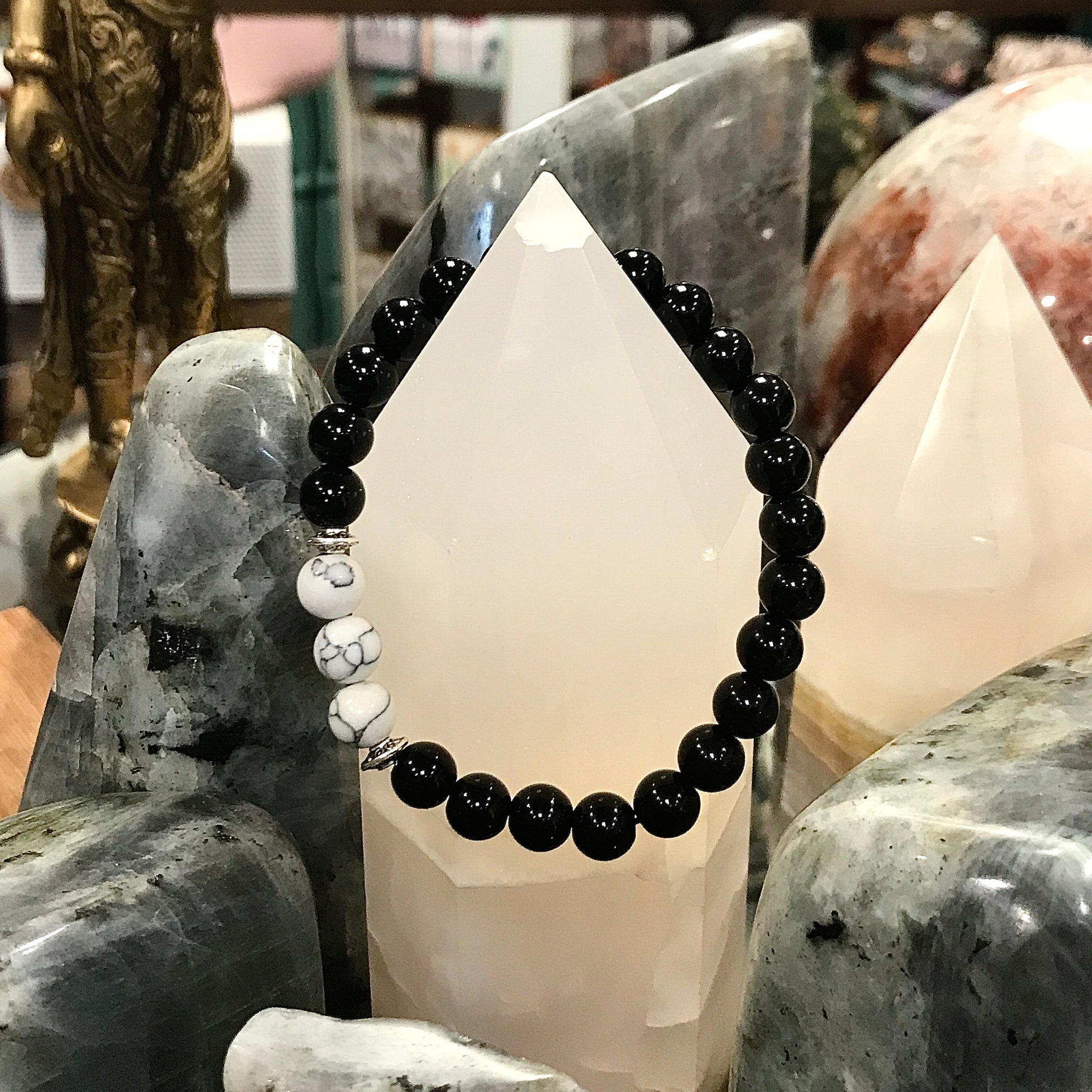 Obsidian Bracelet with Gemstone