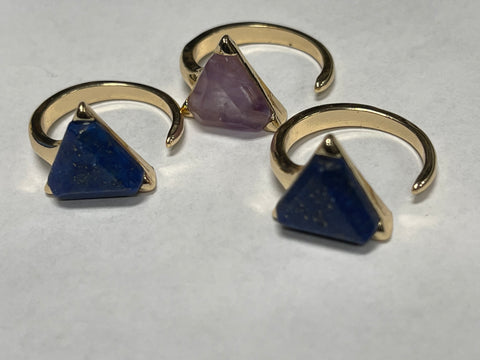 Gold Filled Adjustable Triangle Gemstone Ring