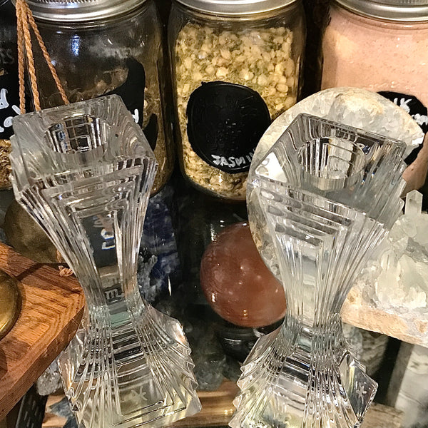 Zodiac Candlestick Holders - ‘The Elements’ - Vintage Lead Crystal