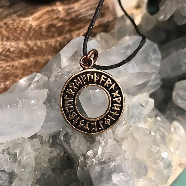 Runic Circle Bronze Pendant Necklace