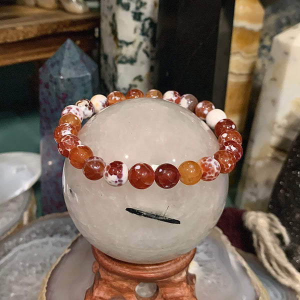 Fire Agate 8mm Stackable Stretch Bracelet