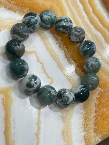 Tree Agate Stackable Bracelet 12mm Round