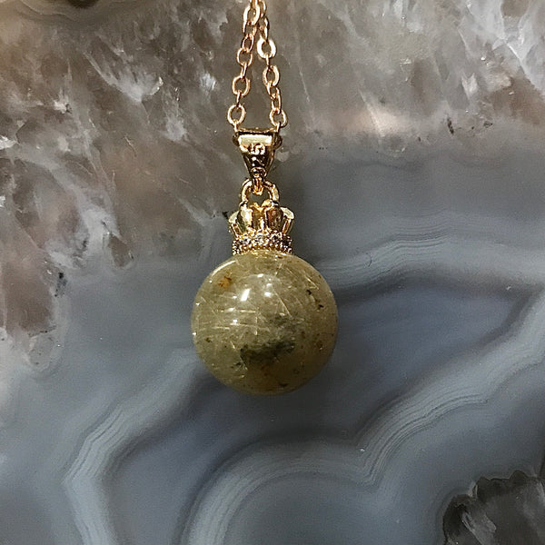 Golden Rutile Quartz Pendant Necklace