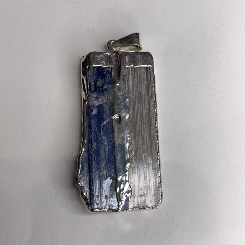Selenite/Kyanite Silver Electroform Pendant Necklace