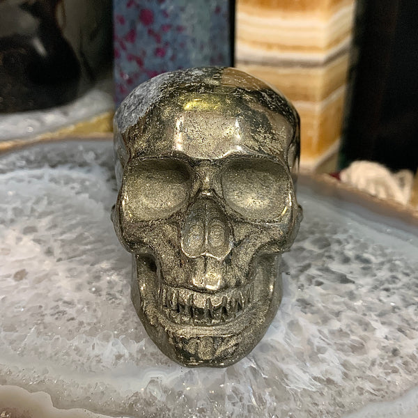 Pyrite Skull Carving