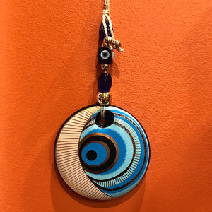 Ornate Mandala Evil Eye Glass Wall Hanging from Turkey