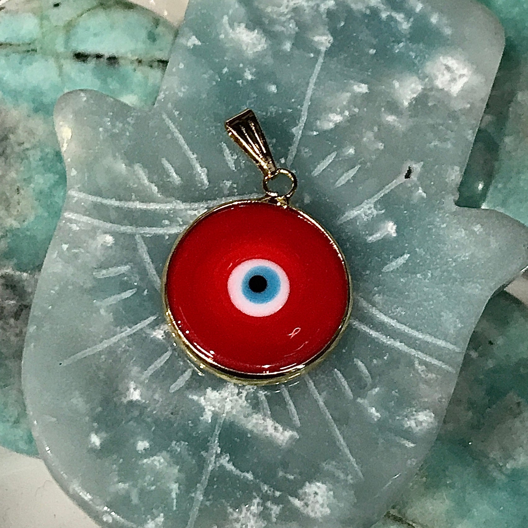 Evil Eye Blown Glass Round Gold Filled Pendant