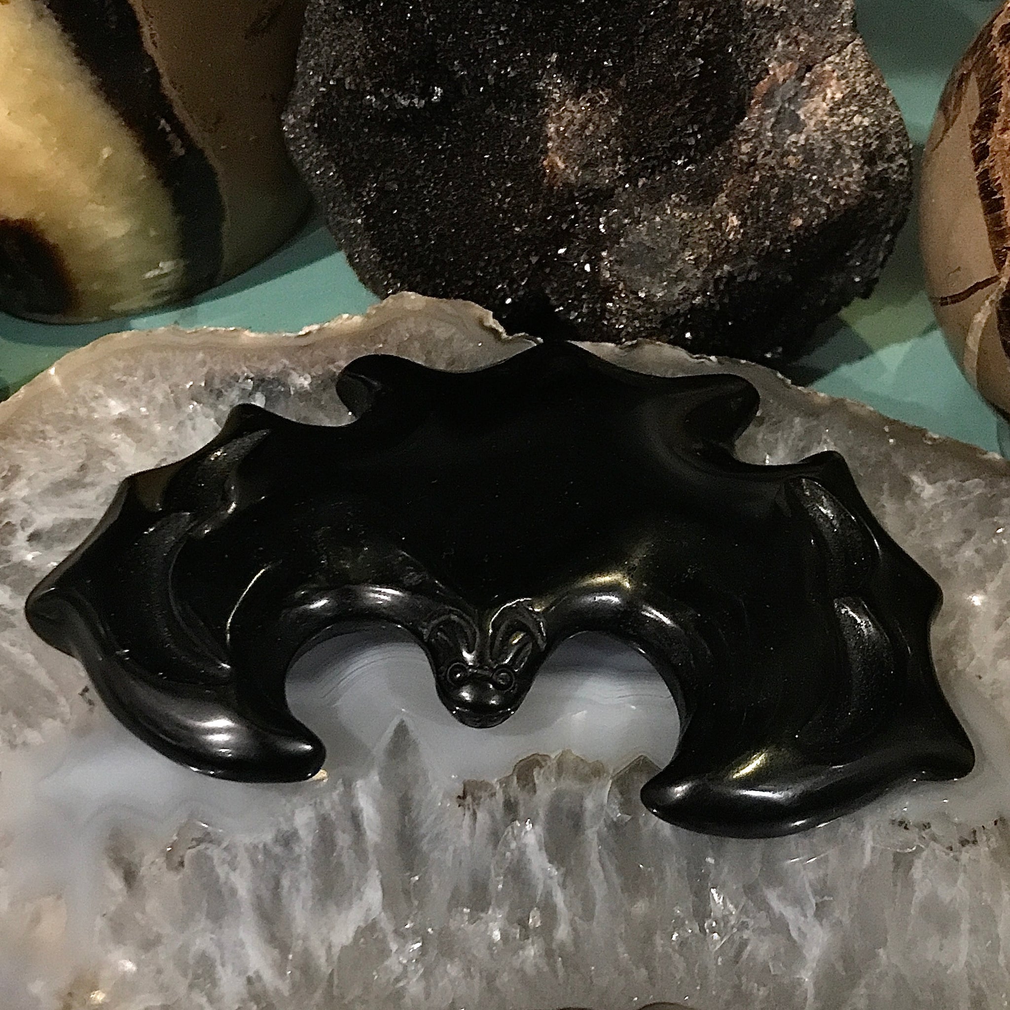 Obsidian Bat Carving 3.5 inches