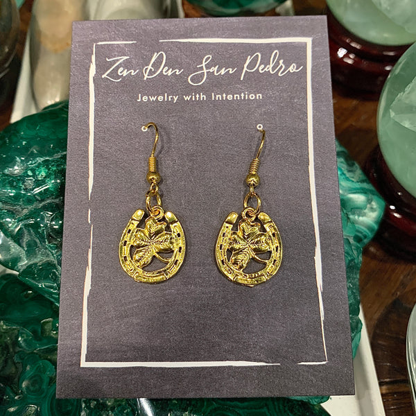 Prosperity Gold Plate Lucky Horseshoe Earrings