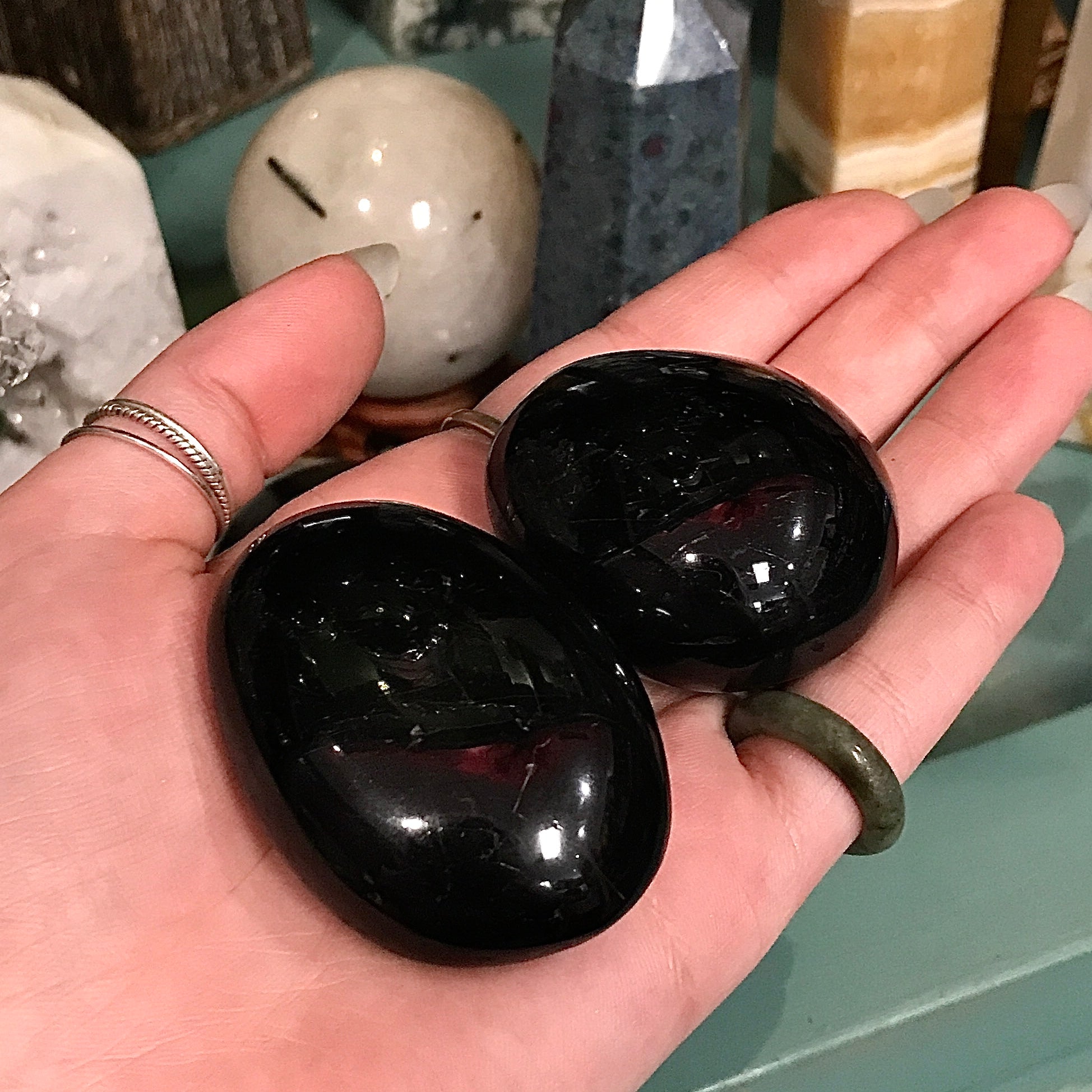 Black Tourmaline Palm Stone