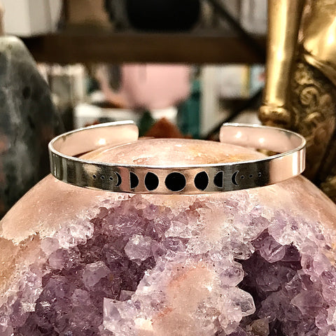 Moon Phase Sterling Silver Cuff Bracelet