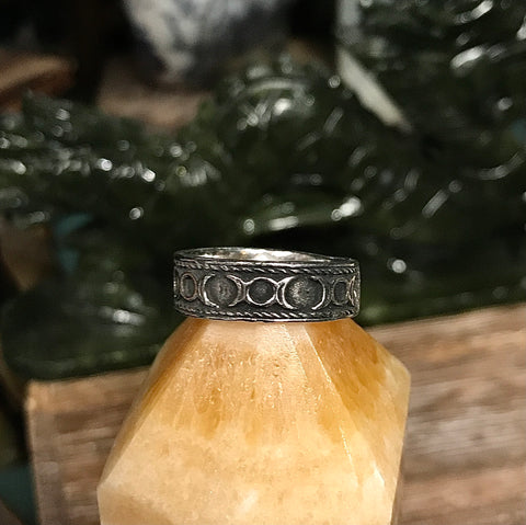 Moon Phase Pewter Band Ring