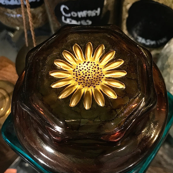 Golden Daisy Top Apothecary Jar with Lid