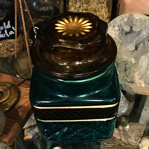 Golden Daisy Top Apothecary Jar with Lid