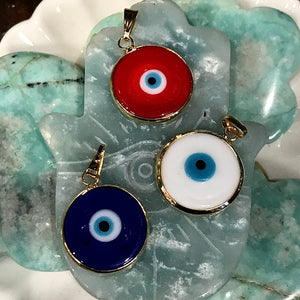 Evil Eye Blown Glass Round Gold Filled Pendant