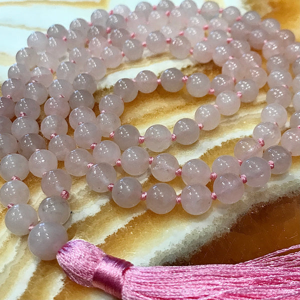 Rose Quartz Mala Prayer 108 Bead Necklace