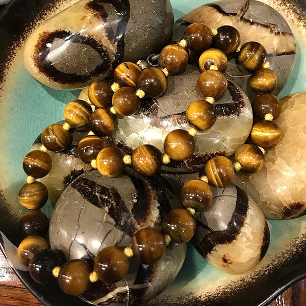 Tiger Eye Round Rosary Beaded 18 Inch Necklace