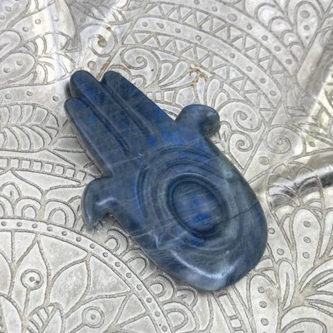 Labradorite Hamsa Hand Flat Back Carving