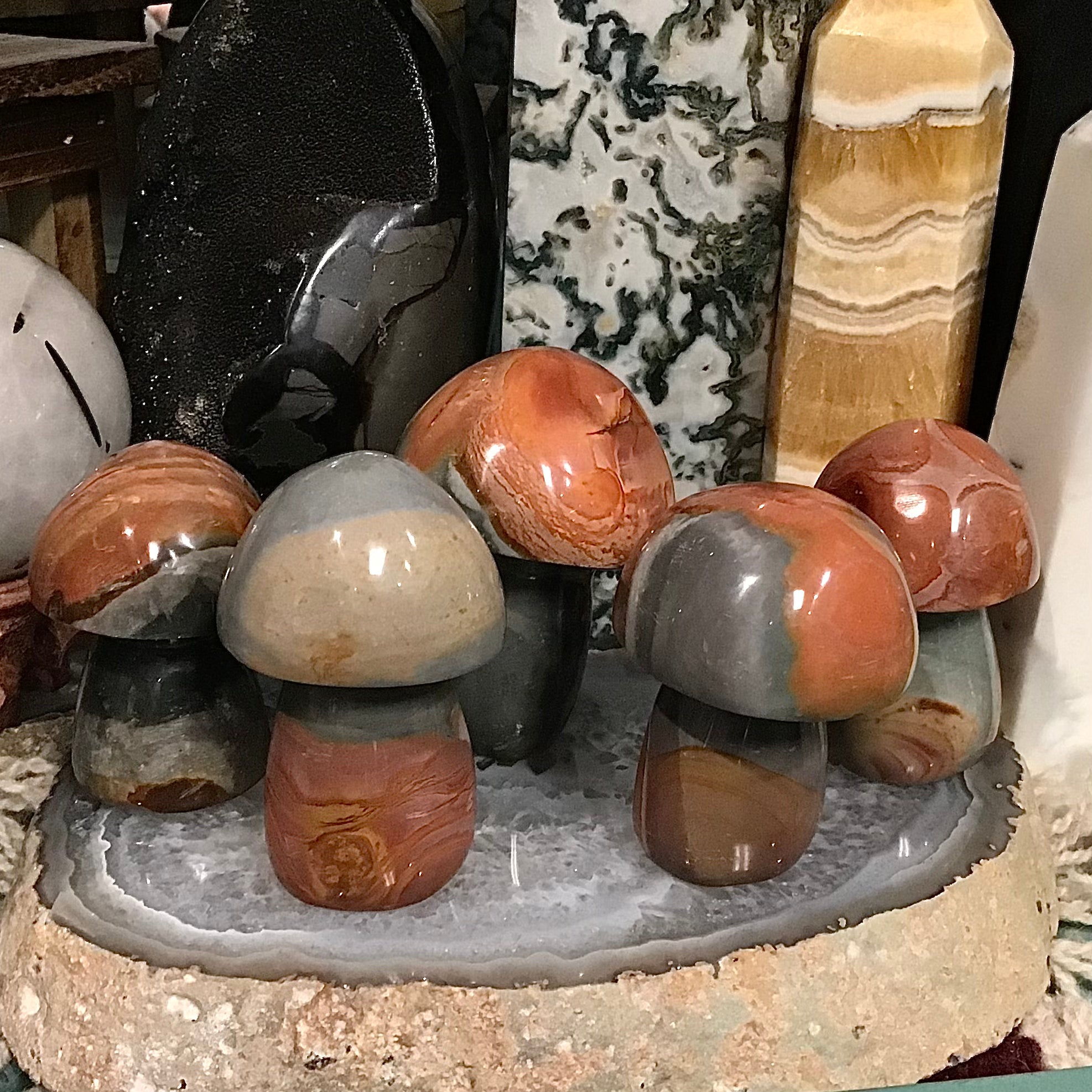 Polychrome Jasper 2 Inch Mushroom Carving