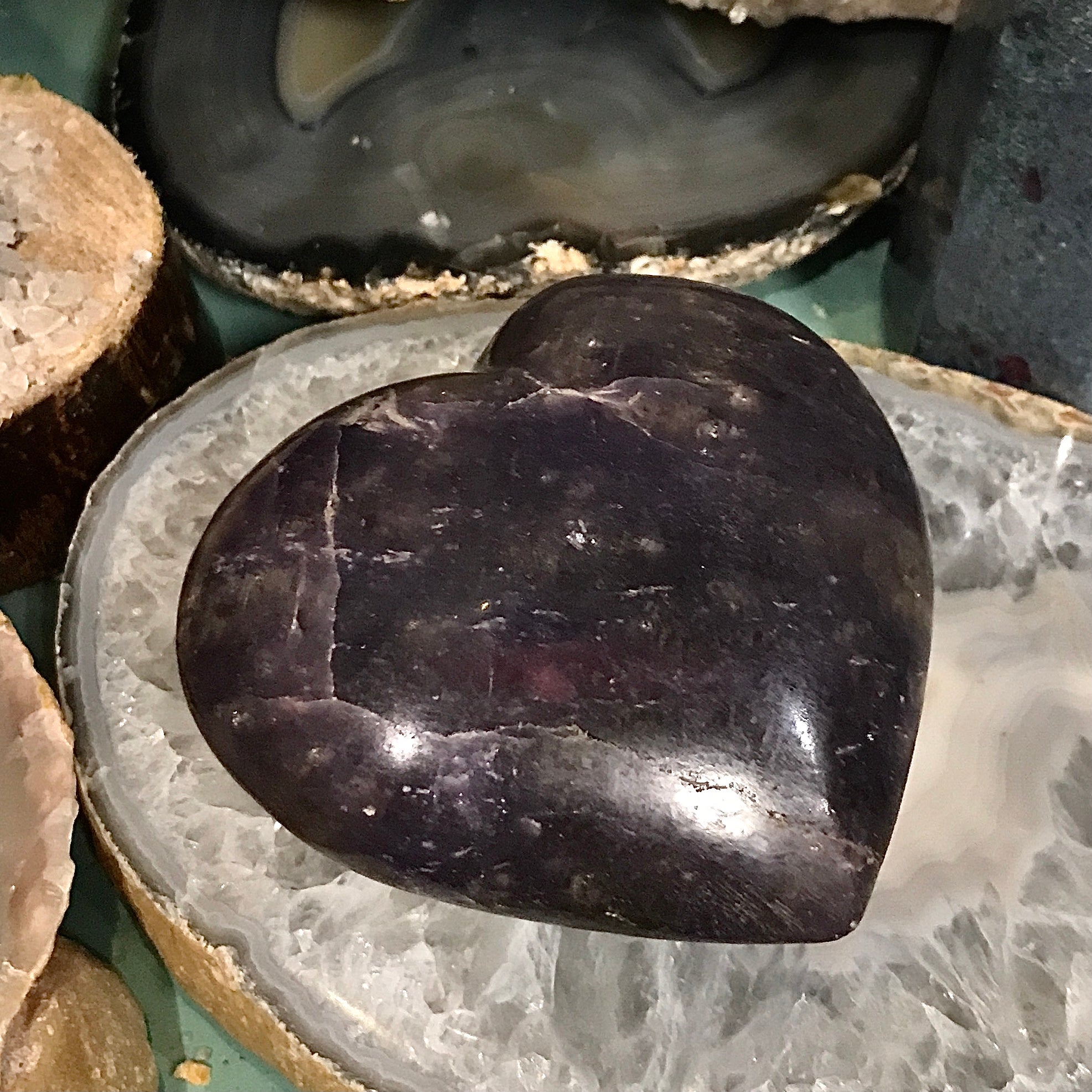 Lepidolite Carved Heart