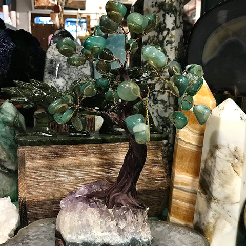 Green Aventurine Money Tree on Amethyst Druzy 7 inches