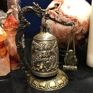 Dragon Bell Gong Antiqued Finish Brass