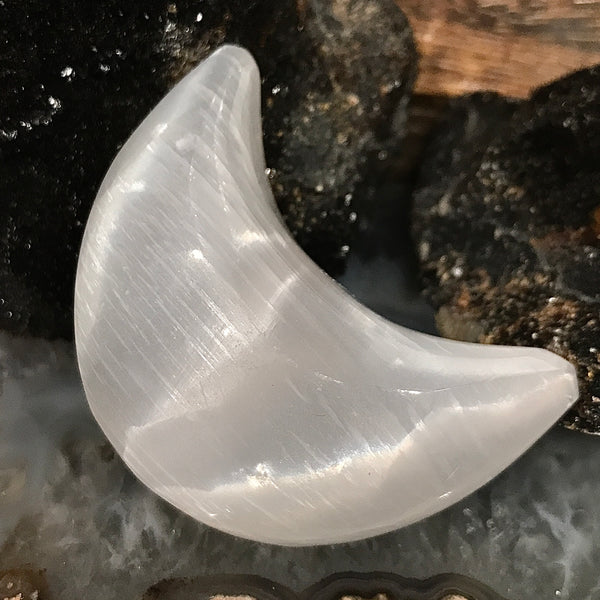 Selenite Carved Moon 2 Inch