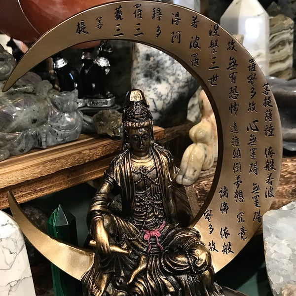 Brass Finish Kwan Yin (Quan Yin) On The Moon