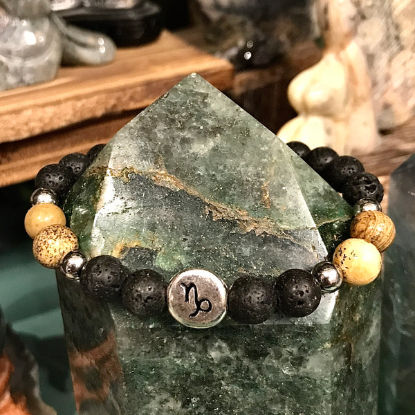 Zodiac Sign Horoscope Natural Stone Bracelet 7.5 Inches Long