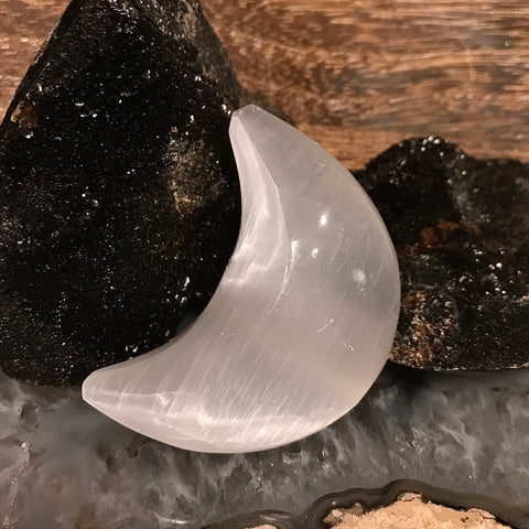 Selenite Carved Moon 2 Inch