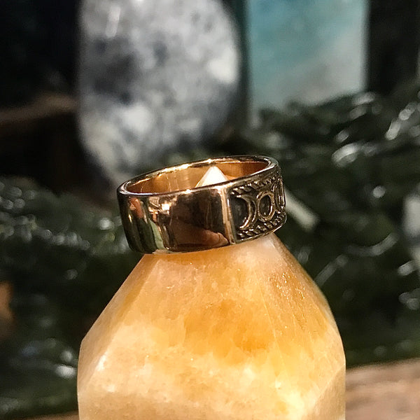 Moon Phase Bronze Band Ring