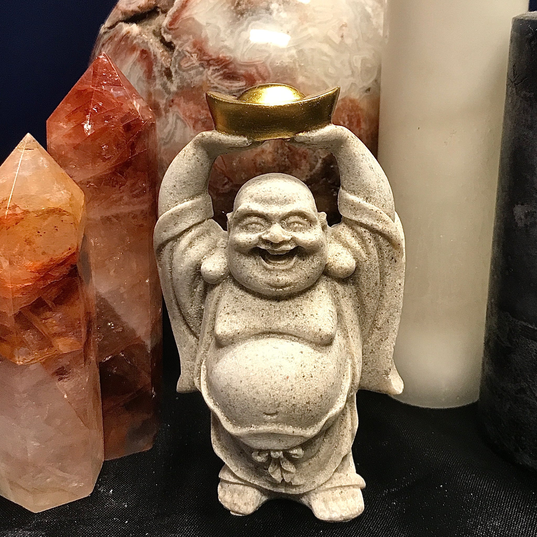 Laughing Buddha with Gold Ingot Statue