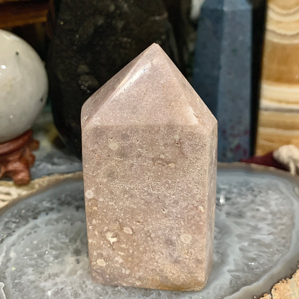 Pink Amethyst with Druzy Wide Side Generator Tower from Madagascar