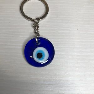 Glass Round Evil Eye Keychain