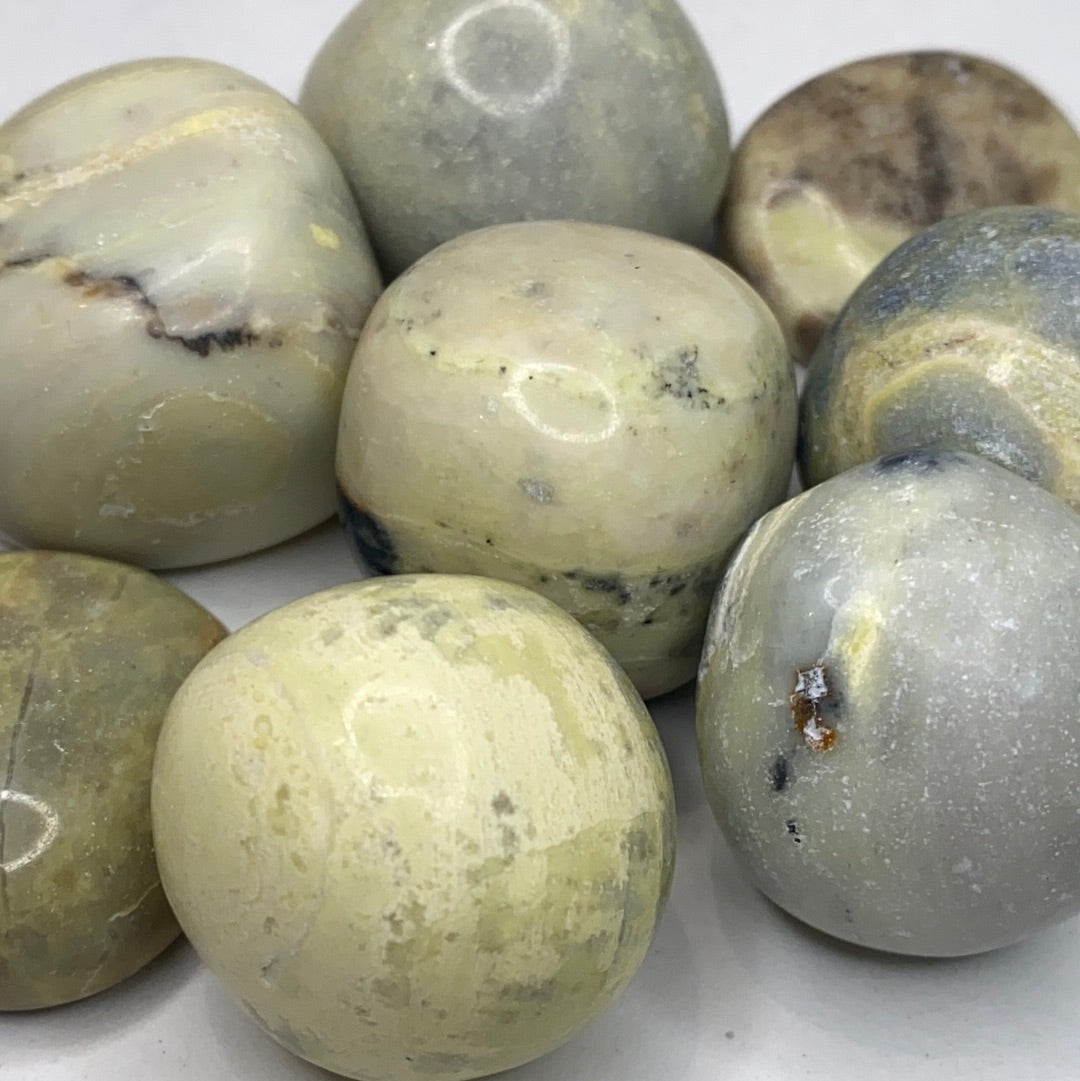 Green Serpentine Rough Spheres Pocket Stone