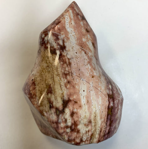 Pink Ocean Jasper Carved Flame