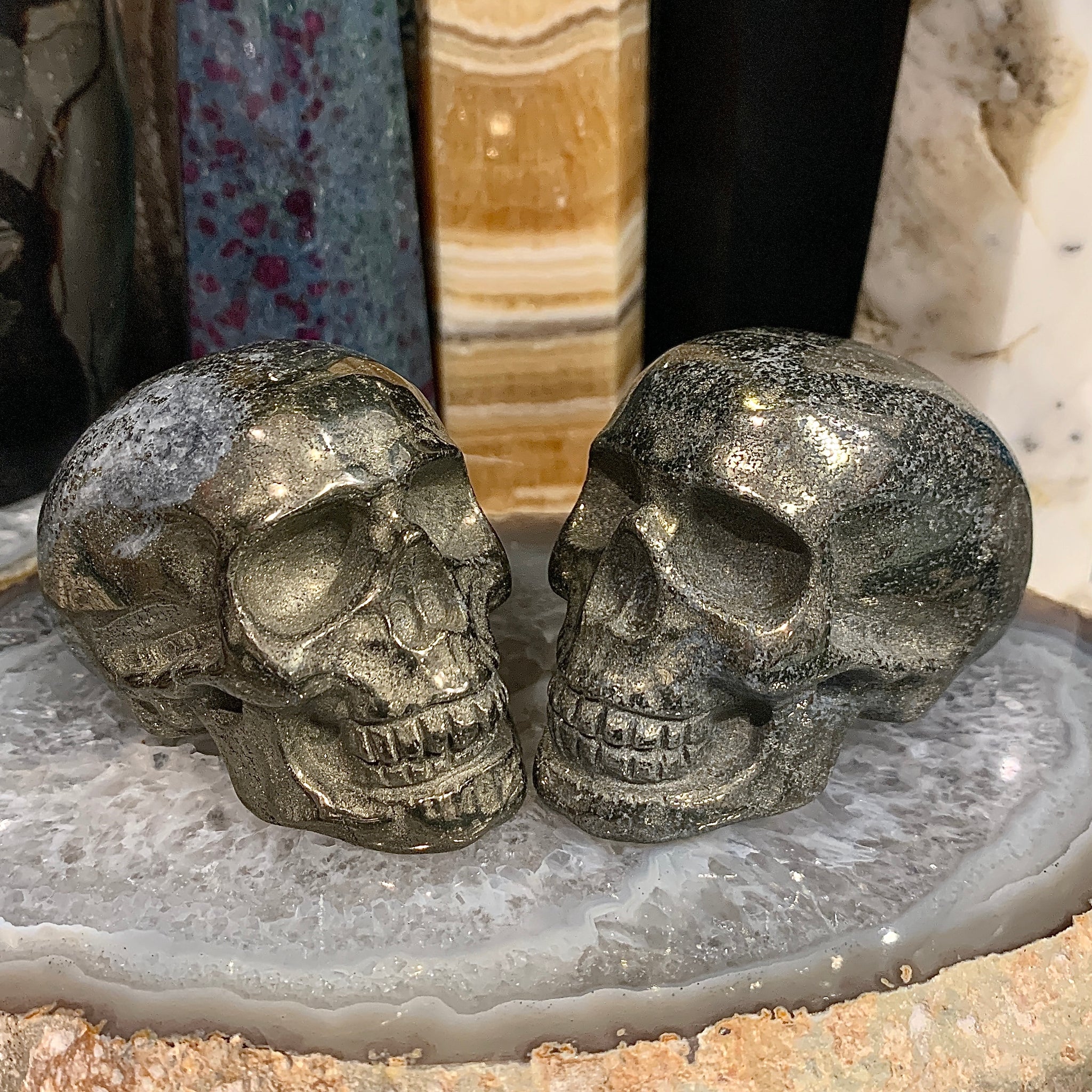 Pyrite Skull Carving