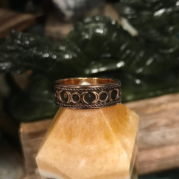 Moon Phase Bronze Band Ring