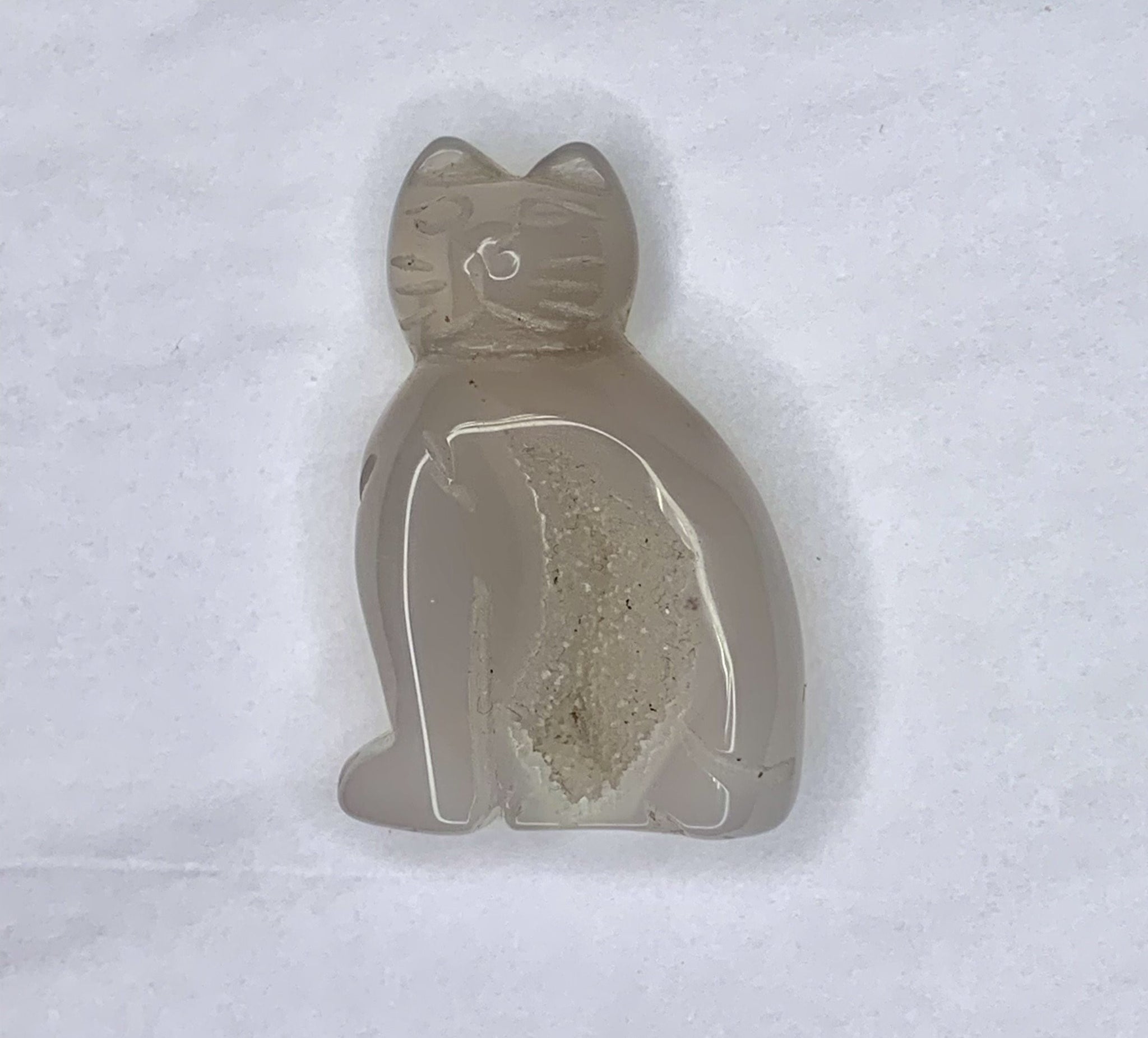 Druzy Agate Carved Cat