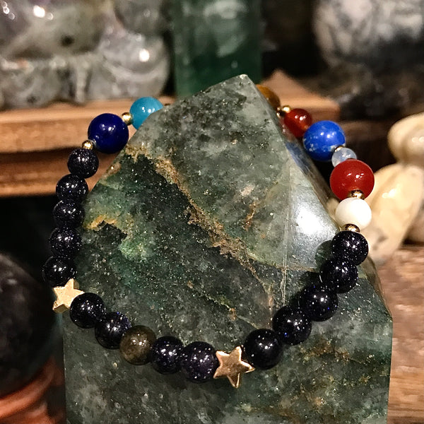 Solar System Gemstone Stretch Bracelet 7 Inches Long