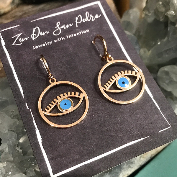 Evil Eye Gold Hoop Earrings