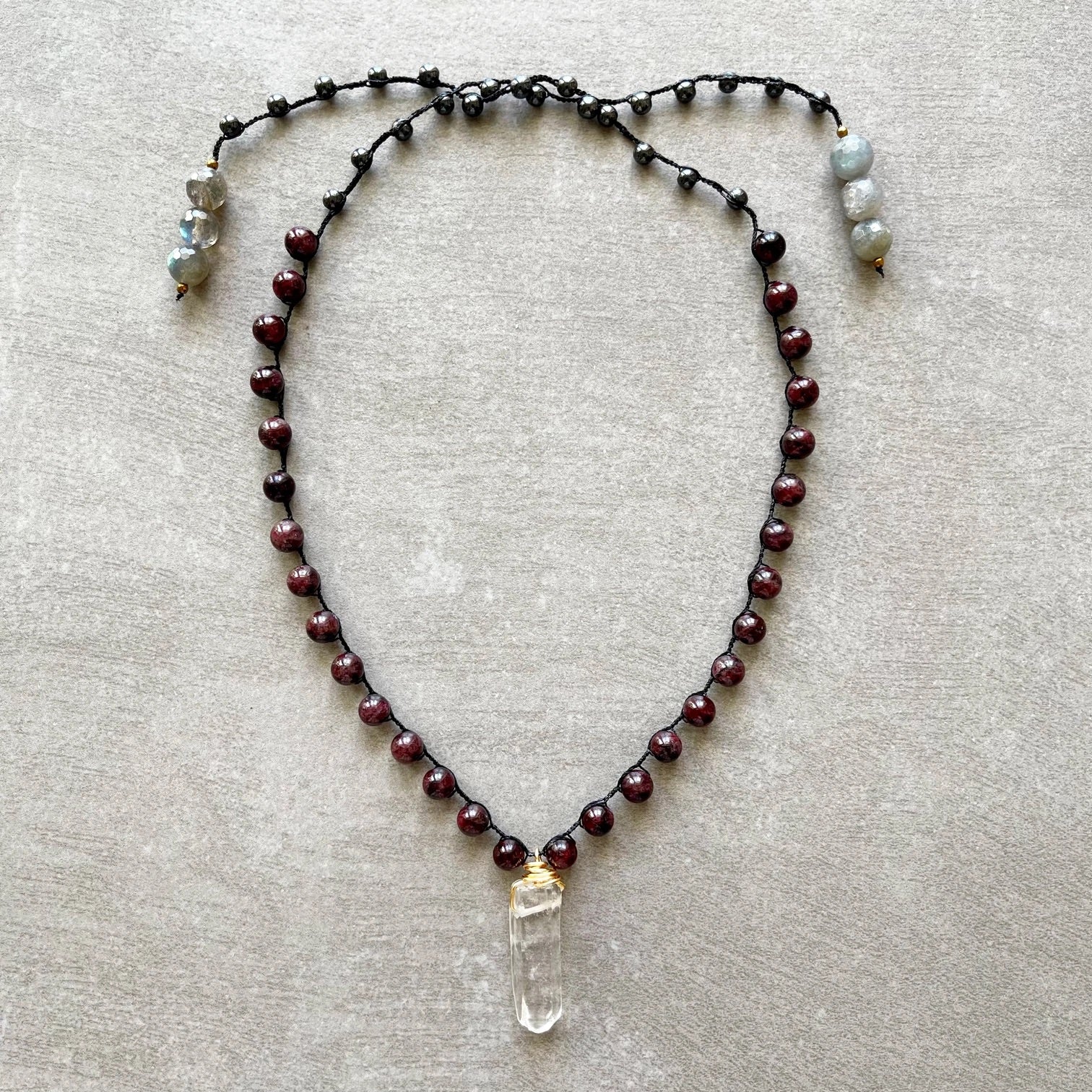 Bohemian Wrap Garnet, Spinel, Labradorite, and Quartz Convertible Necklace