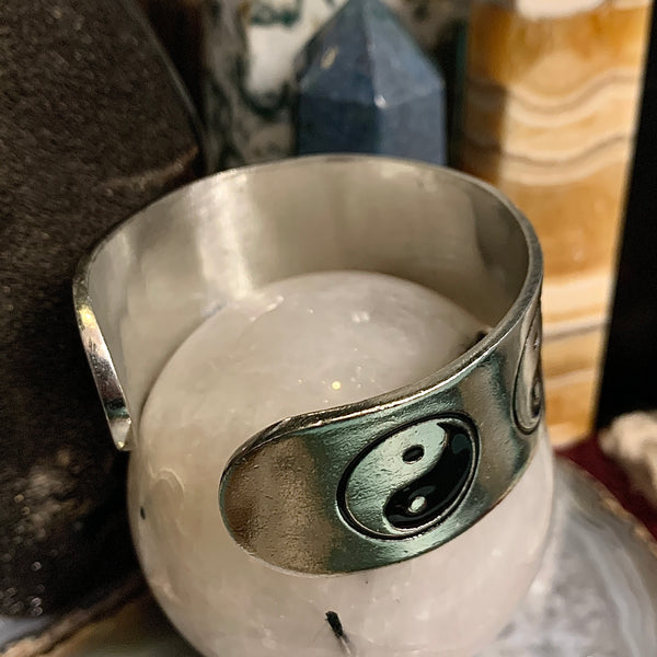 Yin Yang Pewter Cuff Bracelet