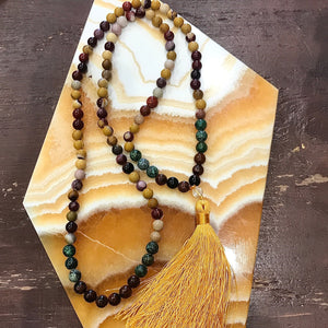 Mookaite, Ruby Zoisite Mala Prayer Style 108 Bead Necklace