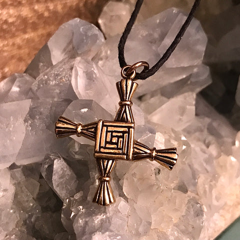 Brigid's Cross Bronze Pendant Necklace