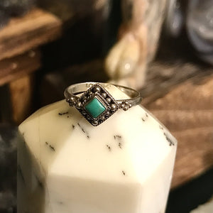 Malachite and Marcasite Sterling Size 6 Ring