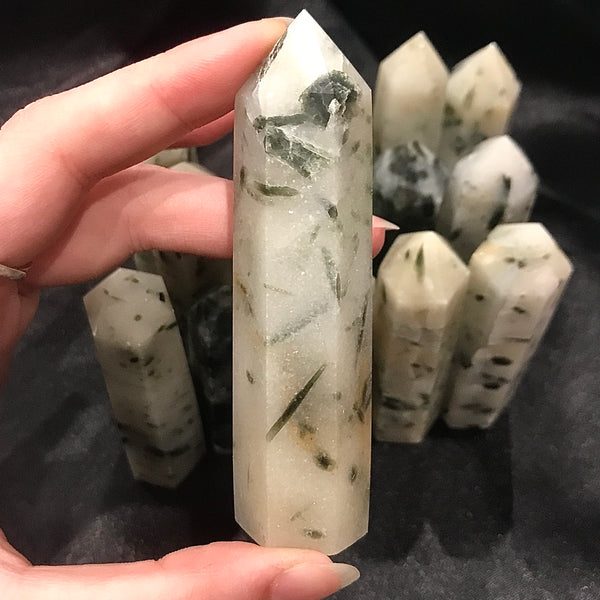 Green Tourmalated Quartz Tower